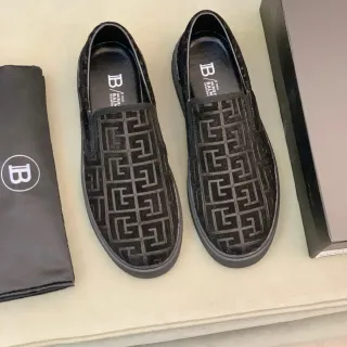 Balm Black Velvet Upper Greek Key Embossing Loafer