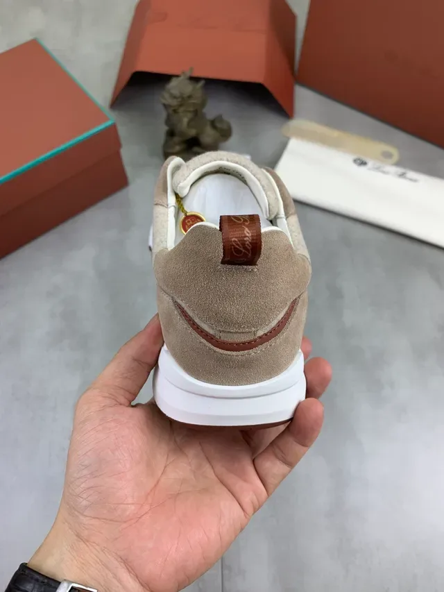 Beige and Brown Layered Suede Felt Lace-Up Lifestyle Sneaker 3