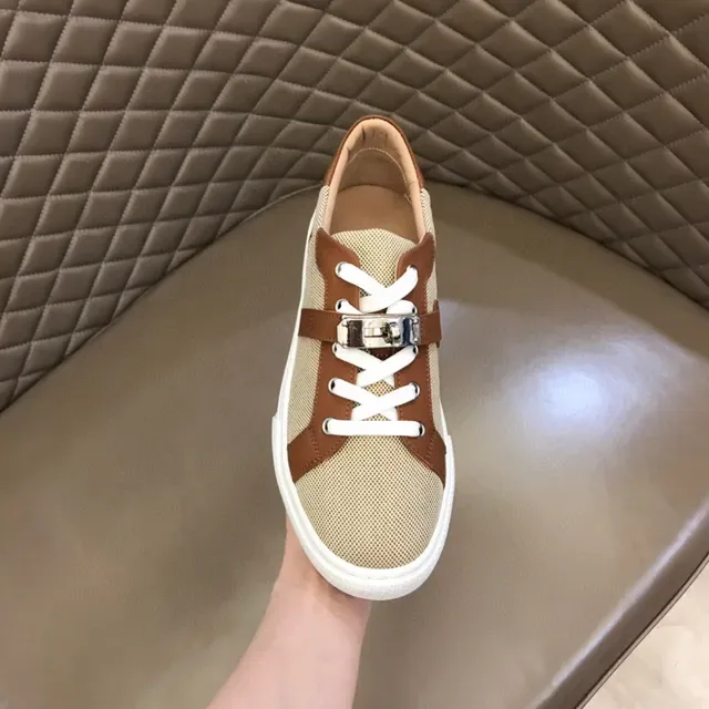 Beige and Brown Mesh Leather Panel Sneaker 4