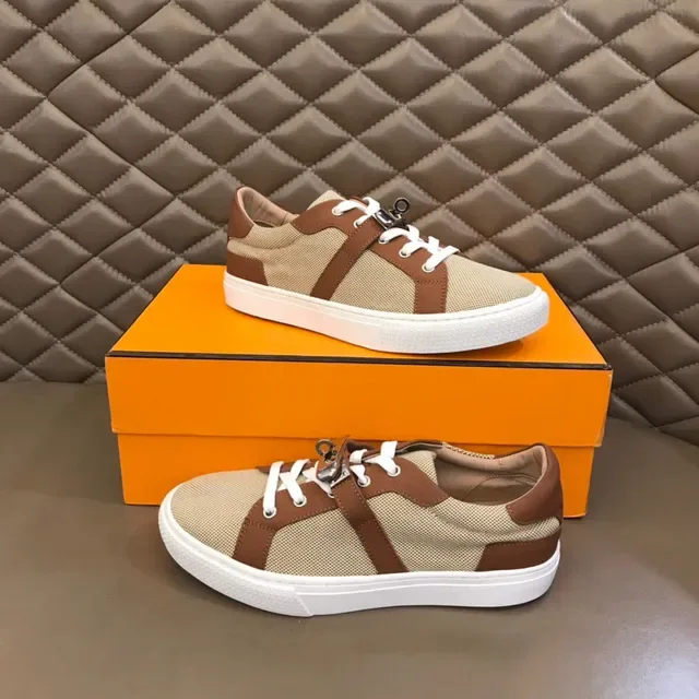 Beige and Brown Mesh Leather Panel Sneaker 7