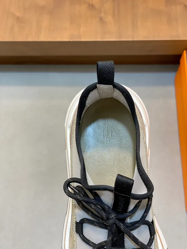Beige and White Chunky Platform Lace-Up Sneaker 4