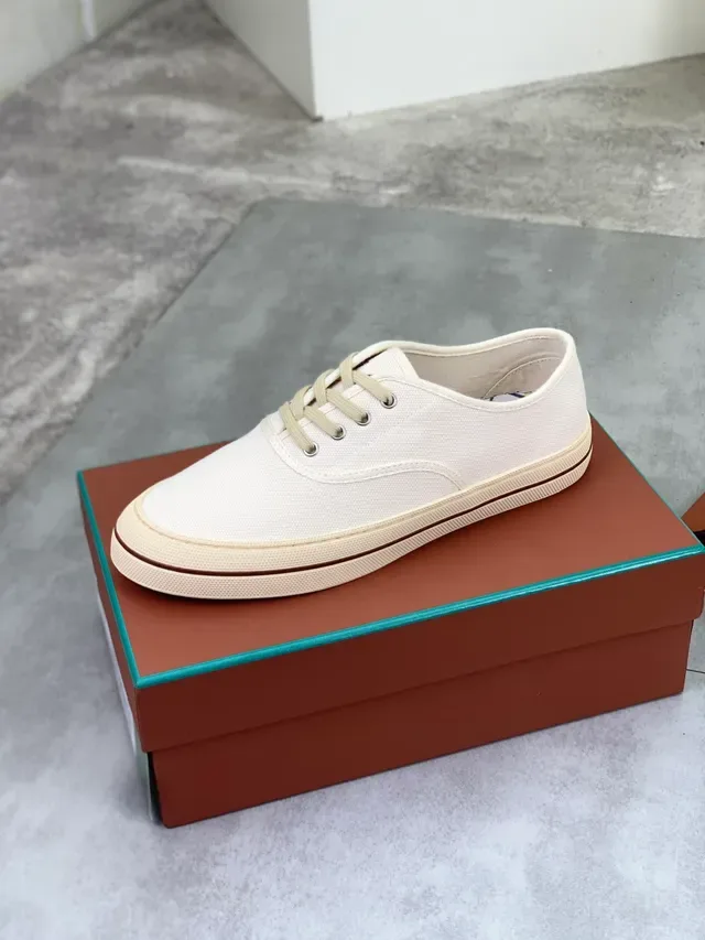 Beige Brown Low-Top Upper Canvas Shoes 5