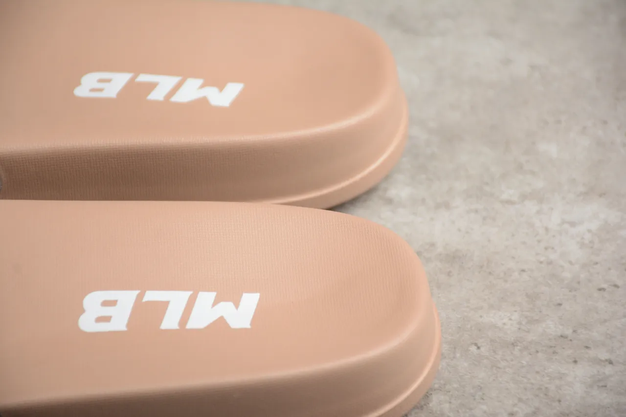 Beige Brown Monogrammed Strap Slide Slippers 5