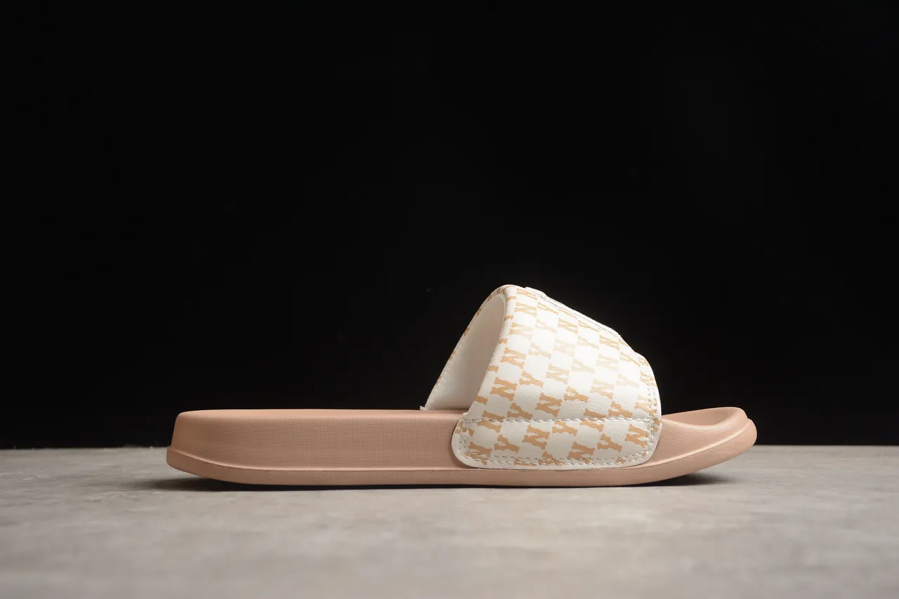 Beige Brown Monogrammed Strap Slide Slippers 12