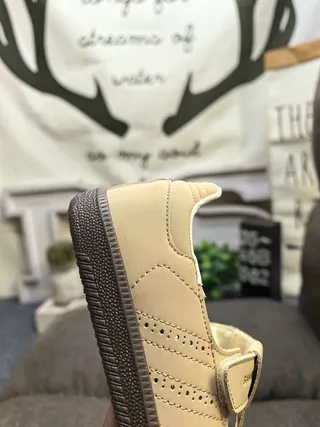 Beige Brown T-Strap Buckle Closure Perforated Side Panels Mary Jane Shoes 3