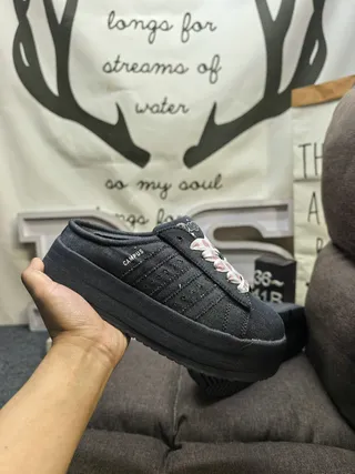 Beige Canvas Platform Mule Slip-On Casual Shoes 5
