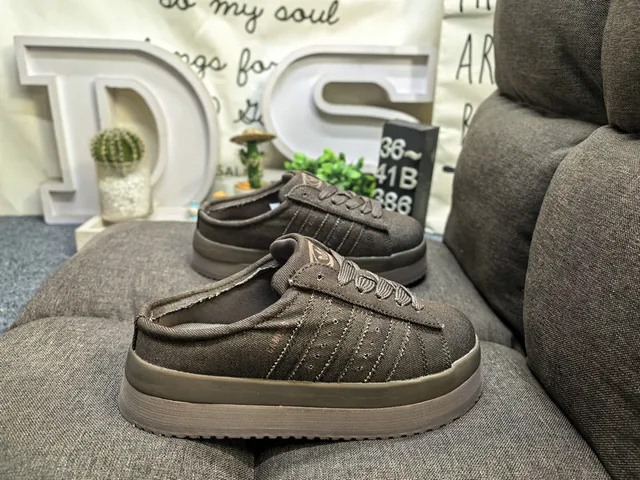 Beige Canvas Platform Mule Slip-On Casual Shoes 21