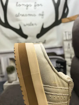 Beige Canvas Platform Mule Slip-On Casual Shoes 23