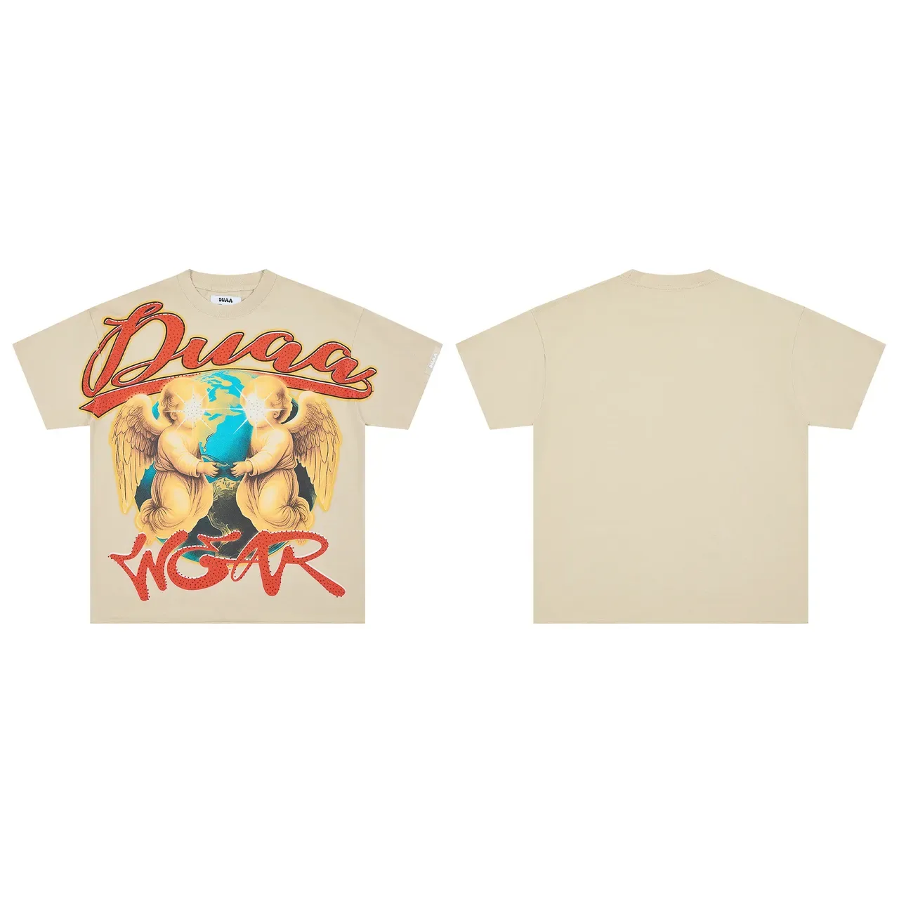 Beige Graphic-Print Crew-Neck Pocket T-Shirt 2