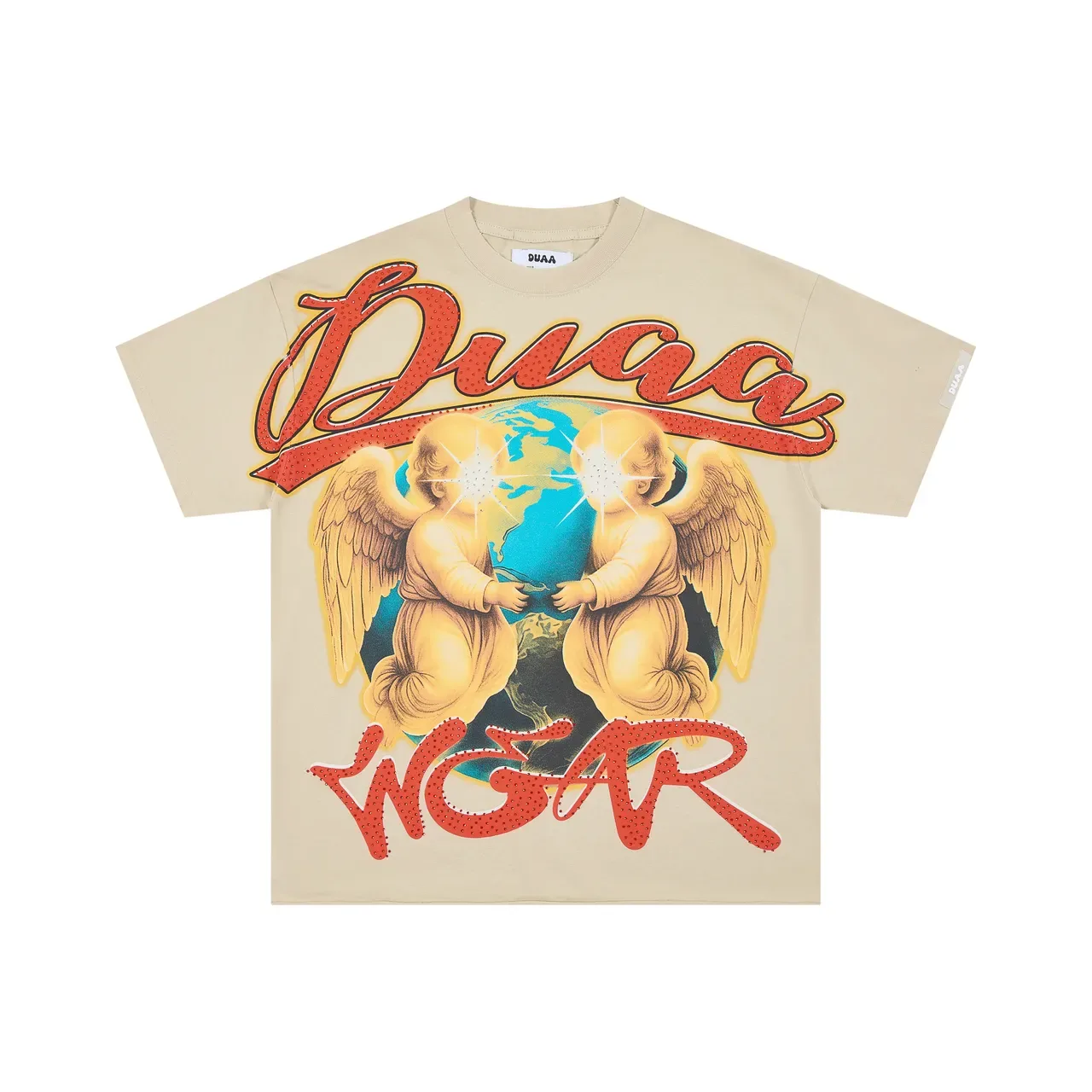 Beige Graphic-Print Crew-Neck Pocket T-Shirt 3