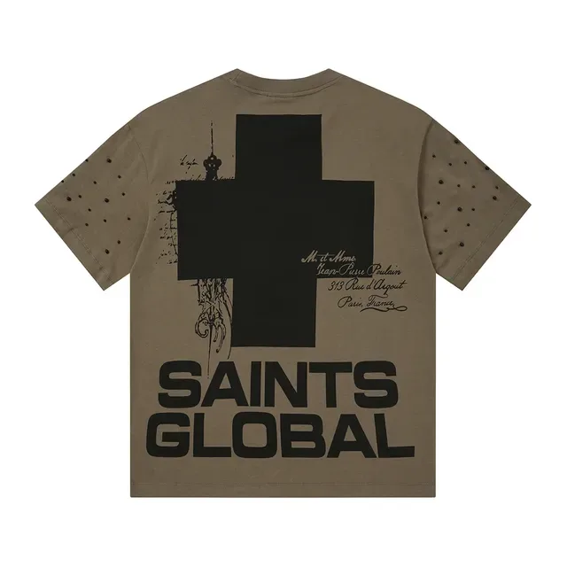 Beige Graphic-Print Studded Oversized T-Shirt 4