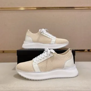Tênis lifestyle de tricô bege e acento off-white