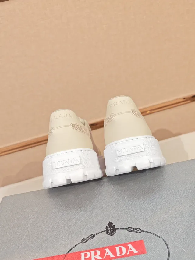 Beige Mesh and Smooth Panel Platform Sneaker 3