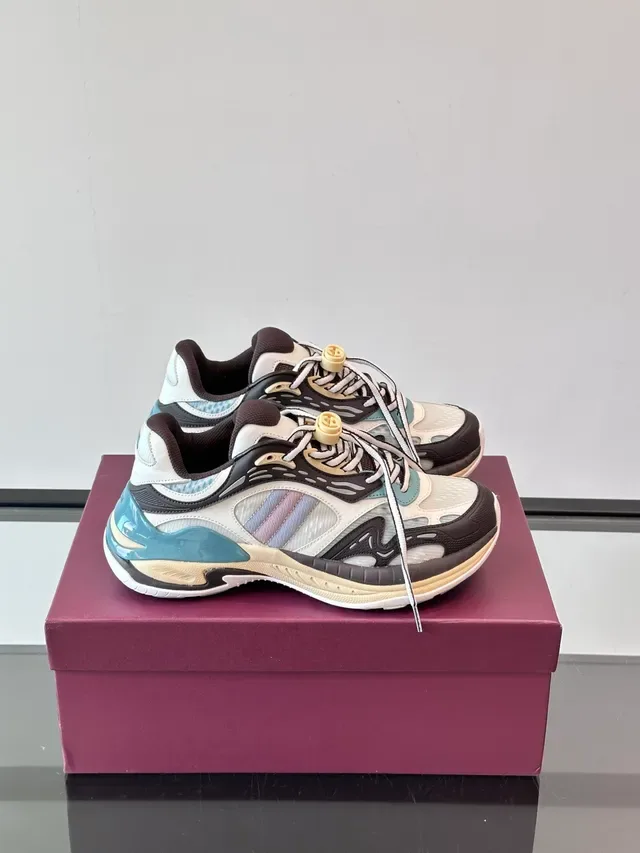 Beige Multicolor Chunky Silhouette Layered Synthetic Overlays Sneakers 1