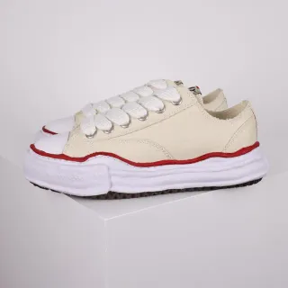 Beige Red Low-Top Upper Canvas Shoes