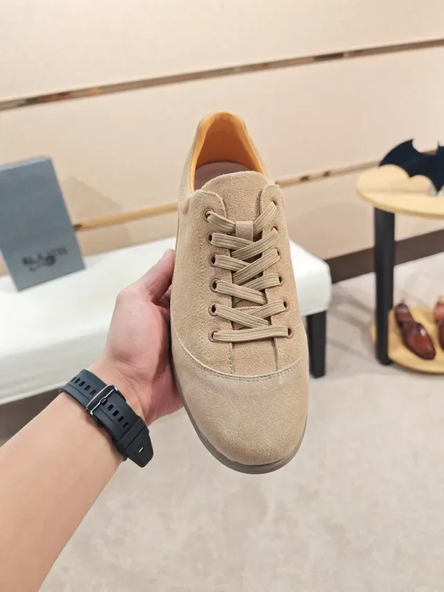 Beige Suede Low-Profile Lace-Up Casual Shoe 5