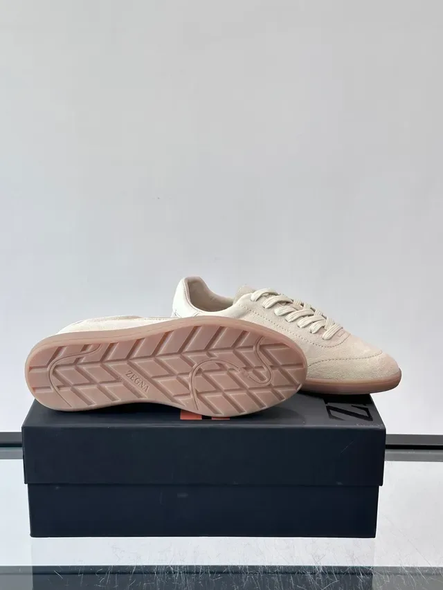 Beige Suede Low-Top Lifestyle Sneakers 2