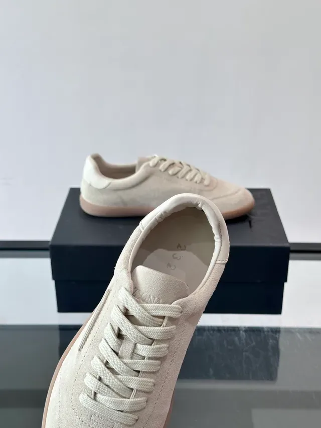 Beige Suede Low-Top Lifestyle Sneakers 3