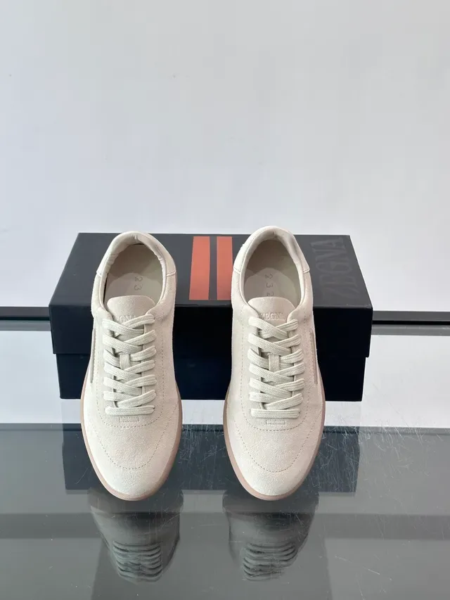 Beige Suede Low-Top Lifestyle Sneakers 4