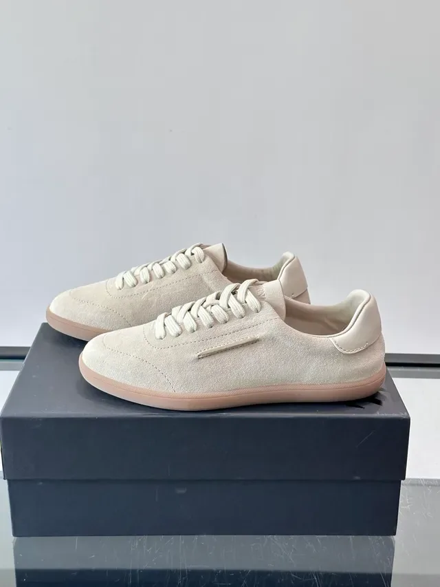 Beige Suede Low-Top Lifestyle Sneakers 5