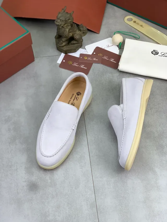 Beige Suede Upper Moc-Toe Stitching Loafer 5