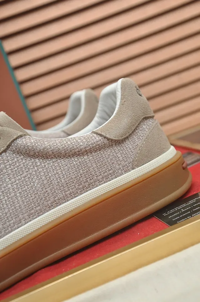 Beige Textured Knit and Suede Lifestyle Sneaker 2