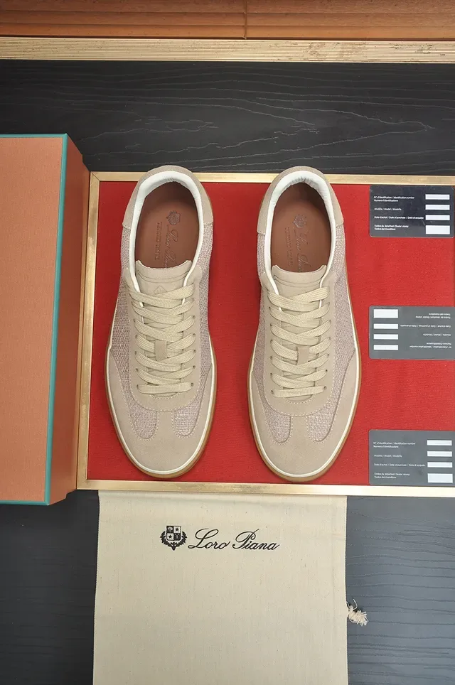 Beige Textured Knit and Suede Lifestyle Sneaker 5