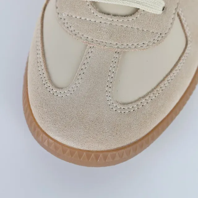 Beige Two-Tone Panelled Suede and Leather Lifestyle Sneakers 5