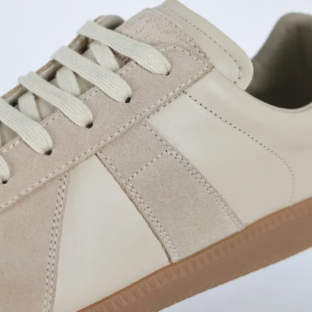 Beige Two-Tone Panelled Suede and Leather Lifestyle Sneakers 6