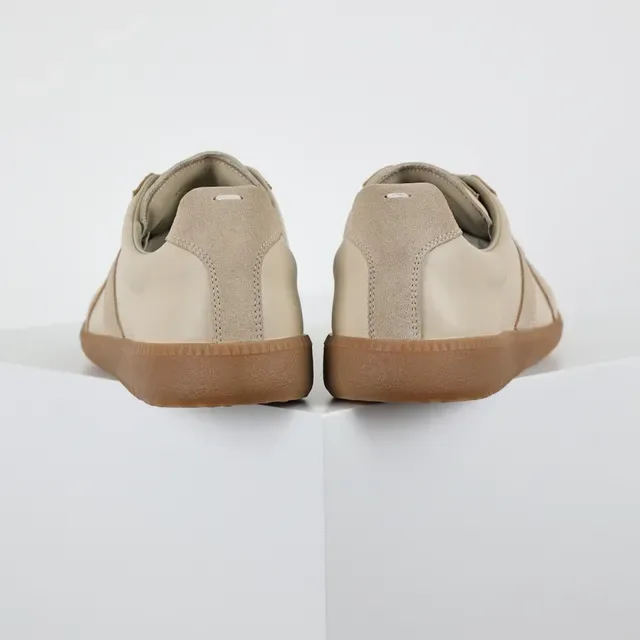 Beige Two-Tone Panelled Suede and Leather Lifestyle Sneakers 8