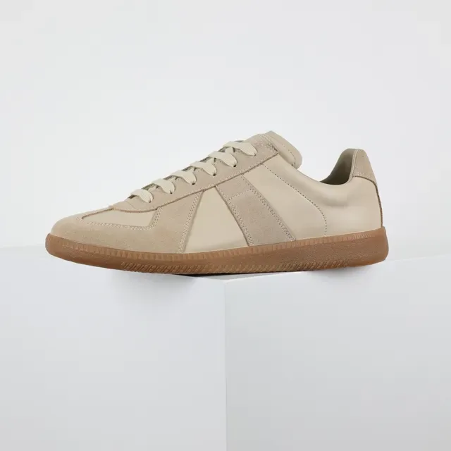 Beige Two-Tone Panelled Suede and Leather Lifestyle Sneakers 9
