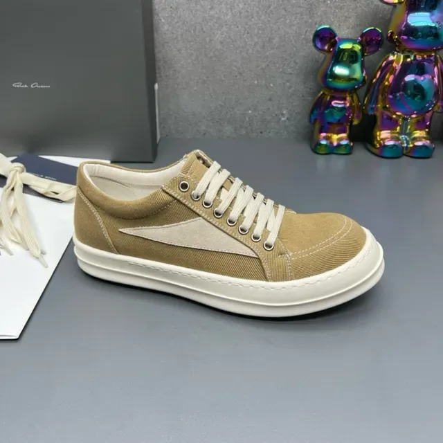 Beige White Canvas Upper V-Shaped Contrast Panel Lifestyle Sneakers 3