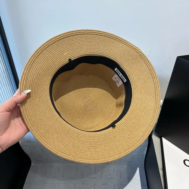 Beige White Woven Straw Polka-Dot Ribbon Band Fedora 3