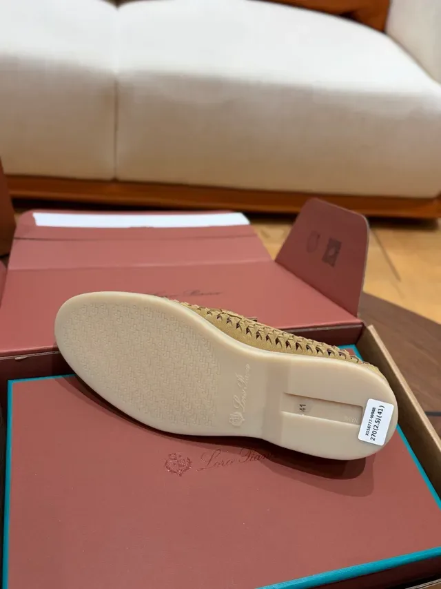 Beige White Woven Vamp Suede Upper Loafer 2