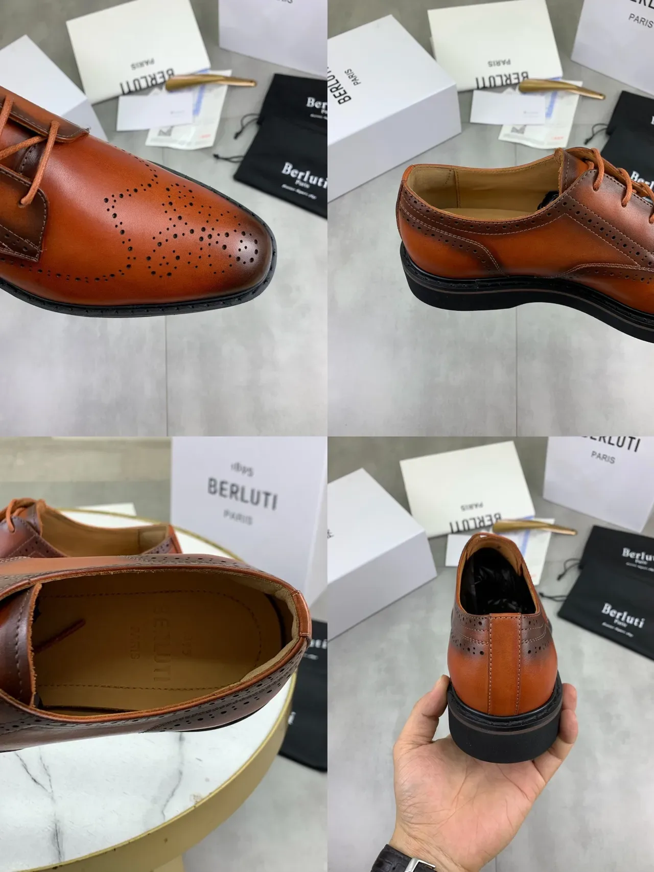 Berluti Full-Brogue Wingtip Cognac Leather Brogues 3
