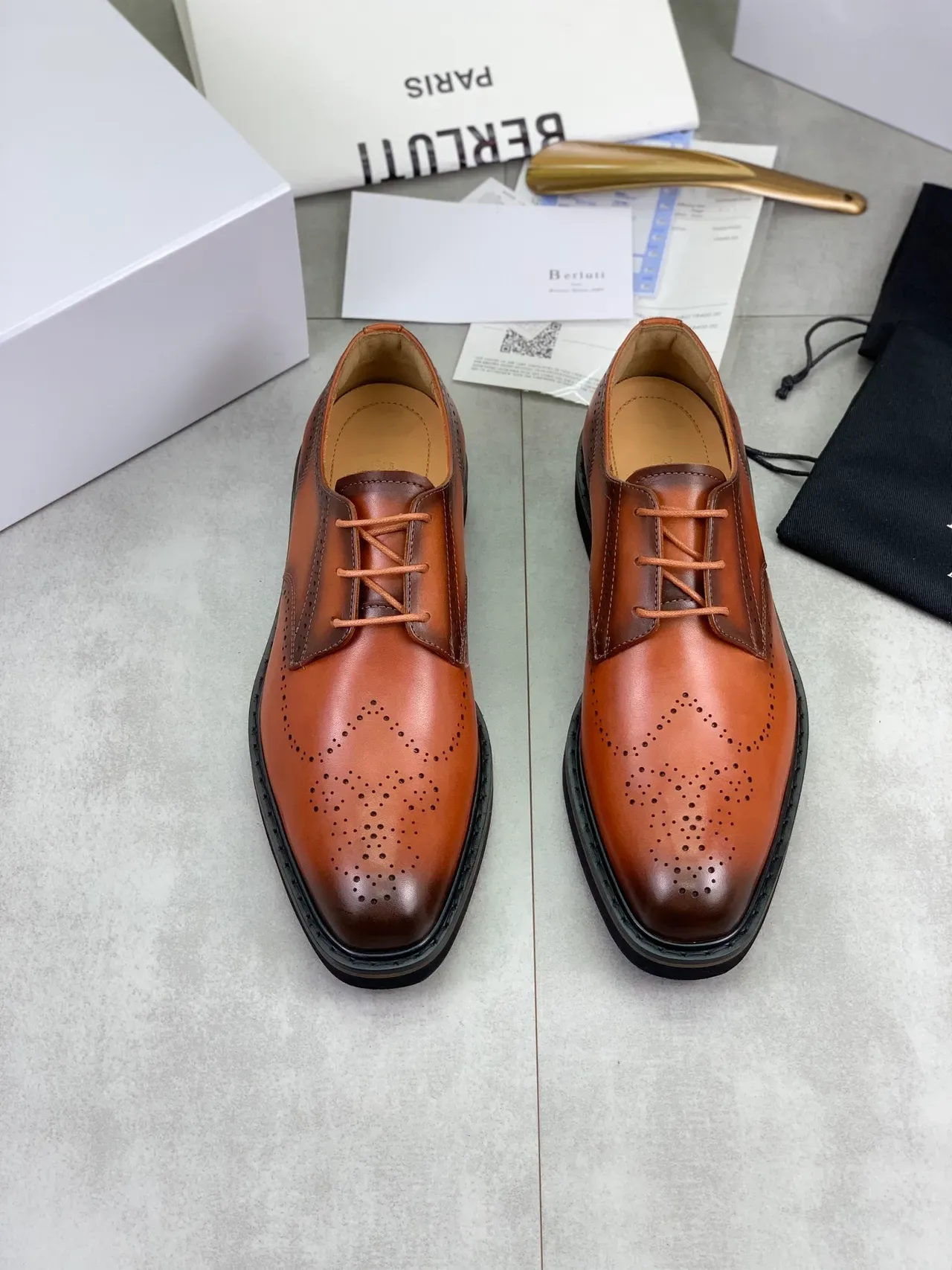 Berluti Full-Brogue Wingtip Cognac Leather Brogues 5