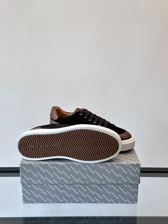 Black and Brown Suede Leather Platform Sneakers 2