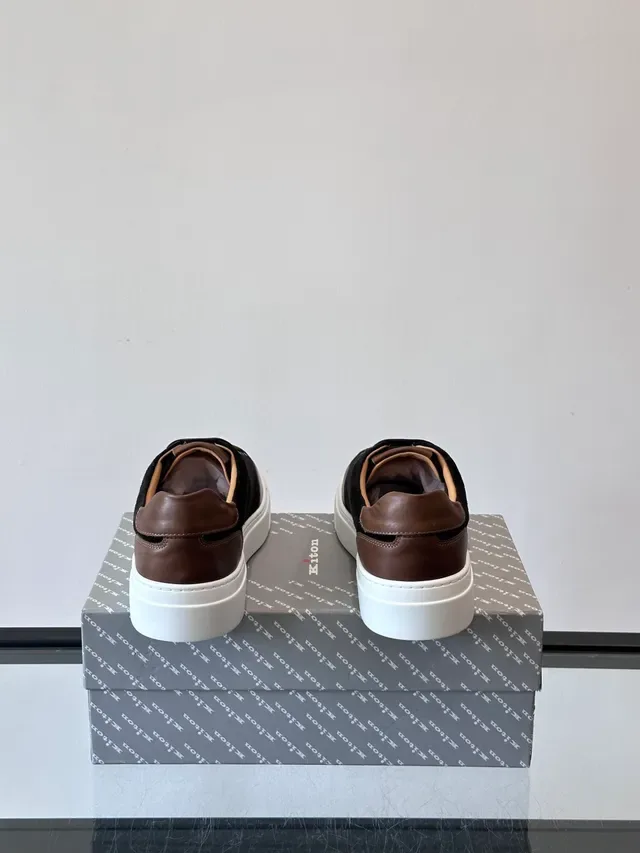 Black and Brown Suede Leather Platform Sneakers 3