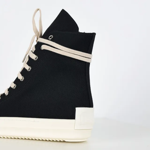 Black and Cream Canvas High-Top Platform Lifestyle Sneakers 4