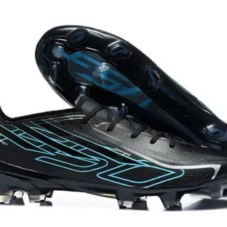 Black and Cyan Firm-Ground Soccer Shoes