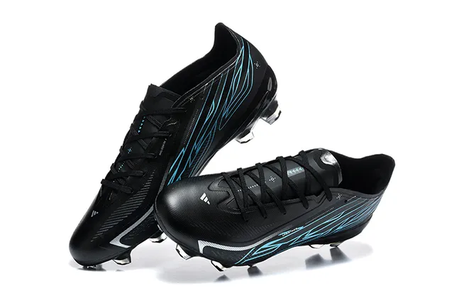 Black and Cyan Firm-Ground Soccer Shoes 2