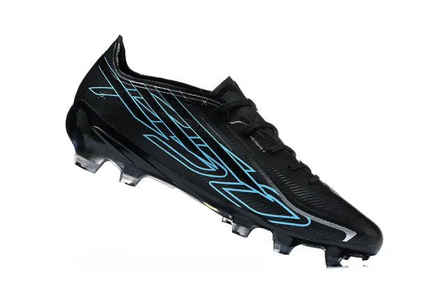 Black and Cyan Firm-Ground Soccer Shoes 3