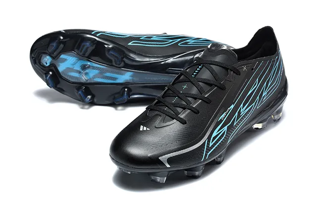Black and Cyan Firm-Ground Soccer Shoes 6