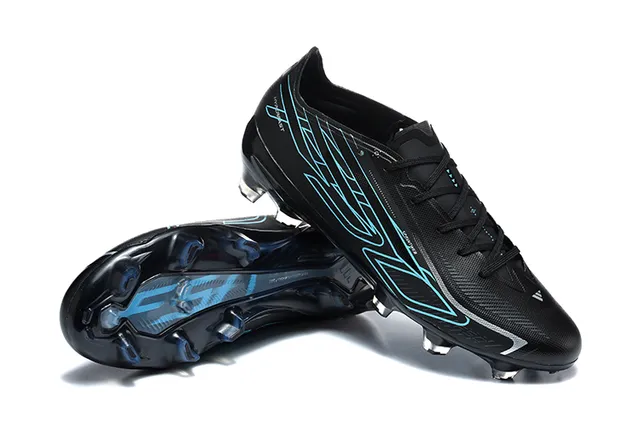 Black and Cyan Firm-Ground Soccer Shoes 7