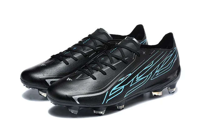 Black and Cyan Firm-Ground Soccer Shoes 8