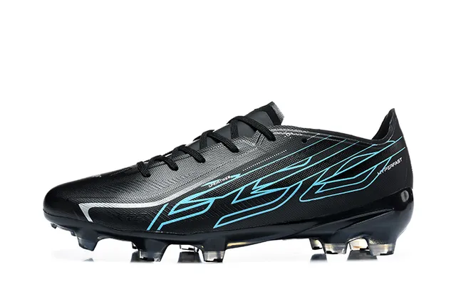 Black and Cyan Firm-Ground Soccer Shoes 10