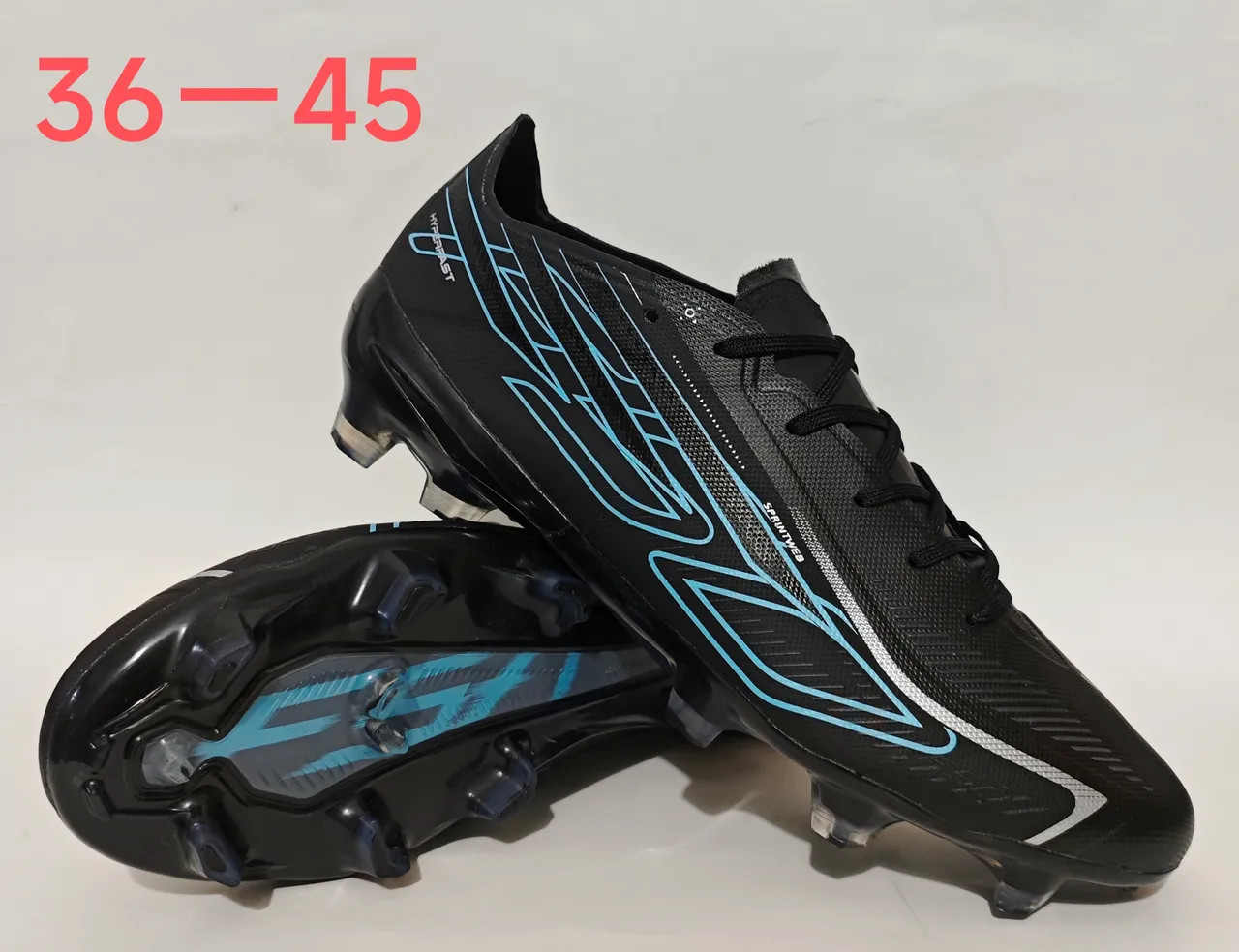 Black and Cyan Firm-Ground Soccer Shoes 11
