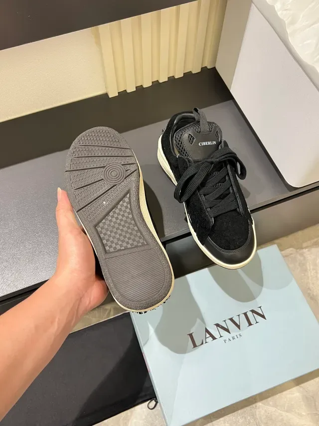 Black and Off-White Suede-Mesh Lifestyle Sneakers 4