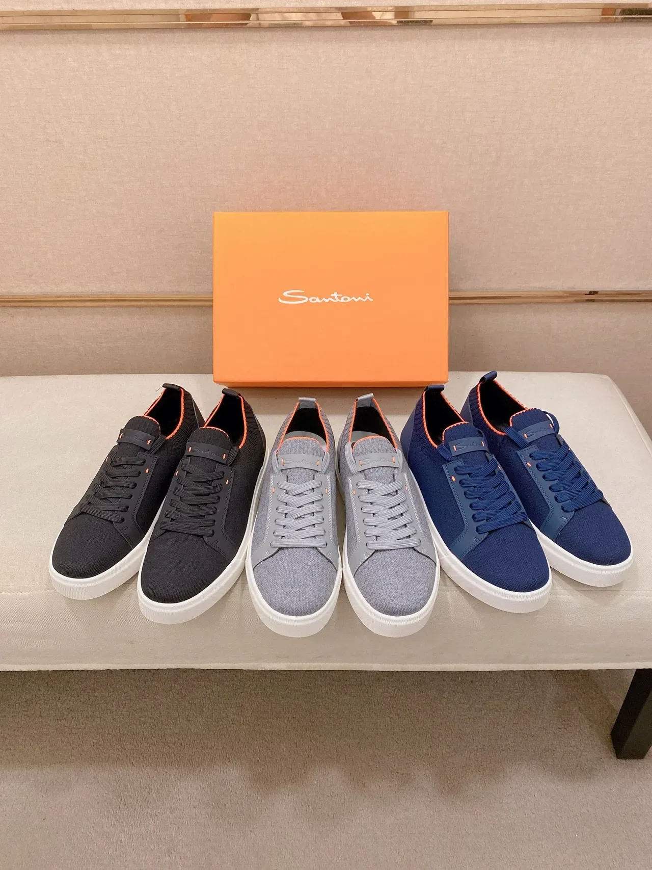Black and Orange Knit Upper Lifestyle Sneaker 2