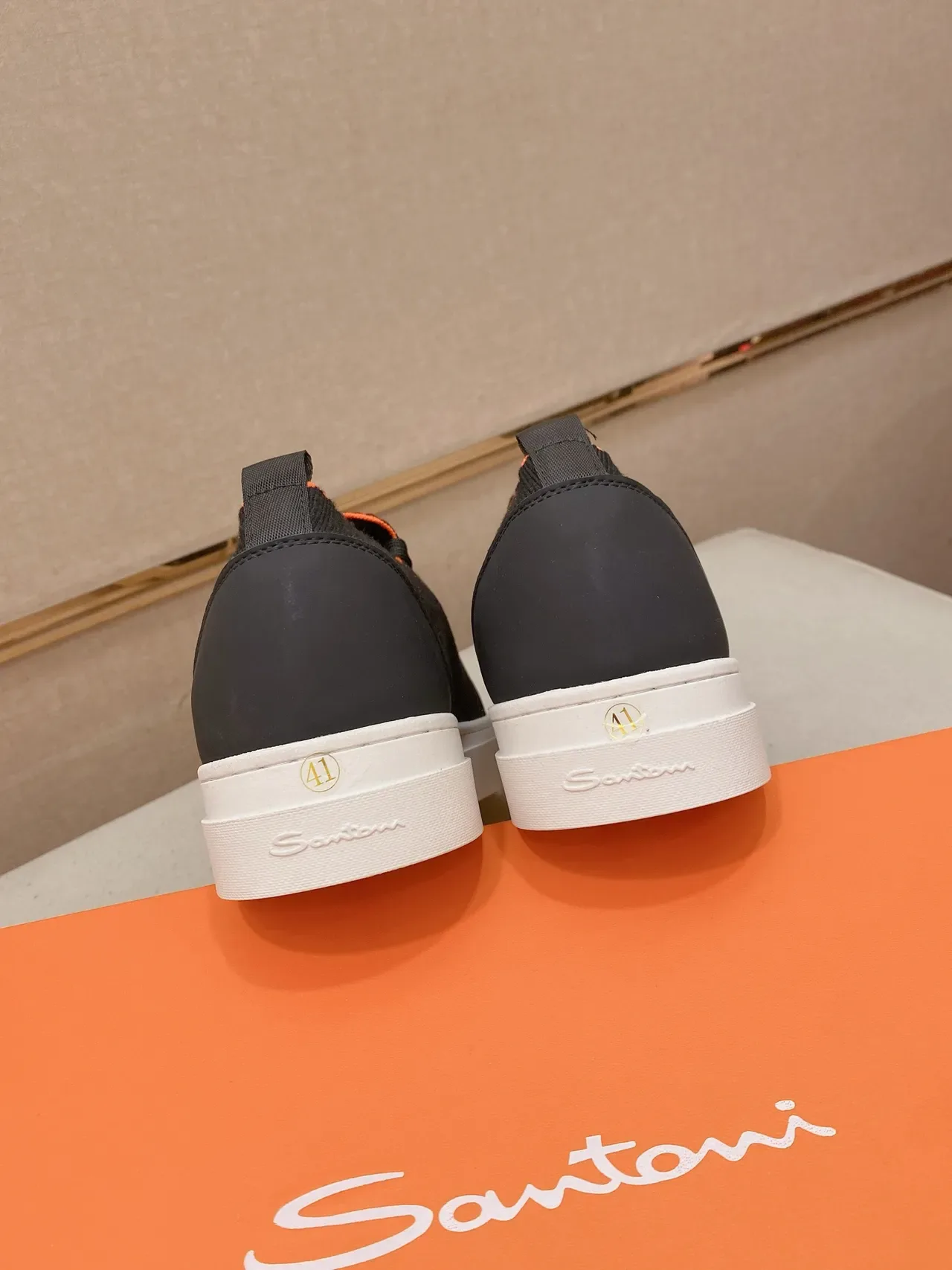 Black and Orange Knit Upper Lifestyle Sneaker 4